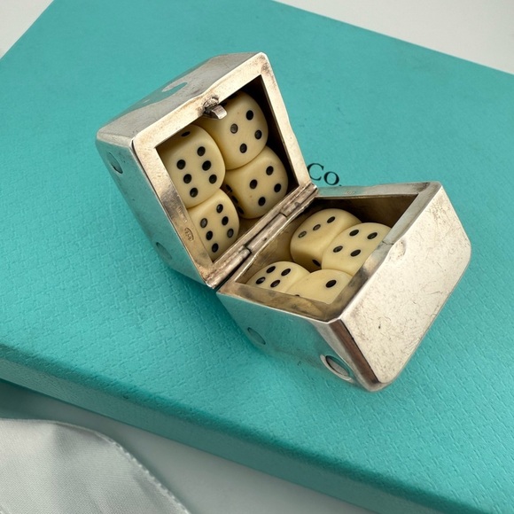 Tiffany & Co. Other - Vintage Tiffany & Co. Dice Pill Box with 8 Original Dice Sterling Silver